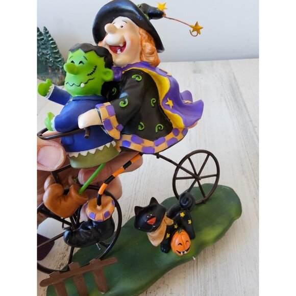 Frankenstein witch bicycle Halloween statue figurine cat funny decor cute shabby - Picture 9 of 10